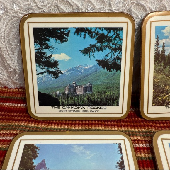 Vintage Set of PIMPERNEL COASTERS Canadian Rockies Mountains Banff Jasper Peyto - Picture 2 of 14